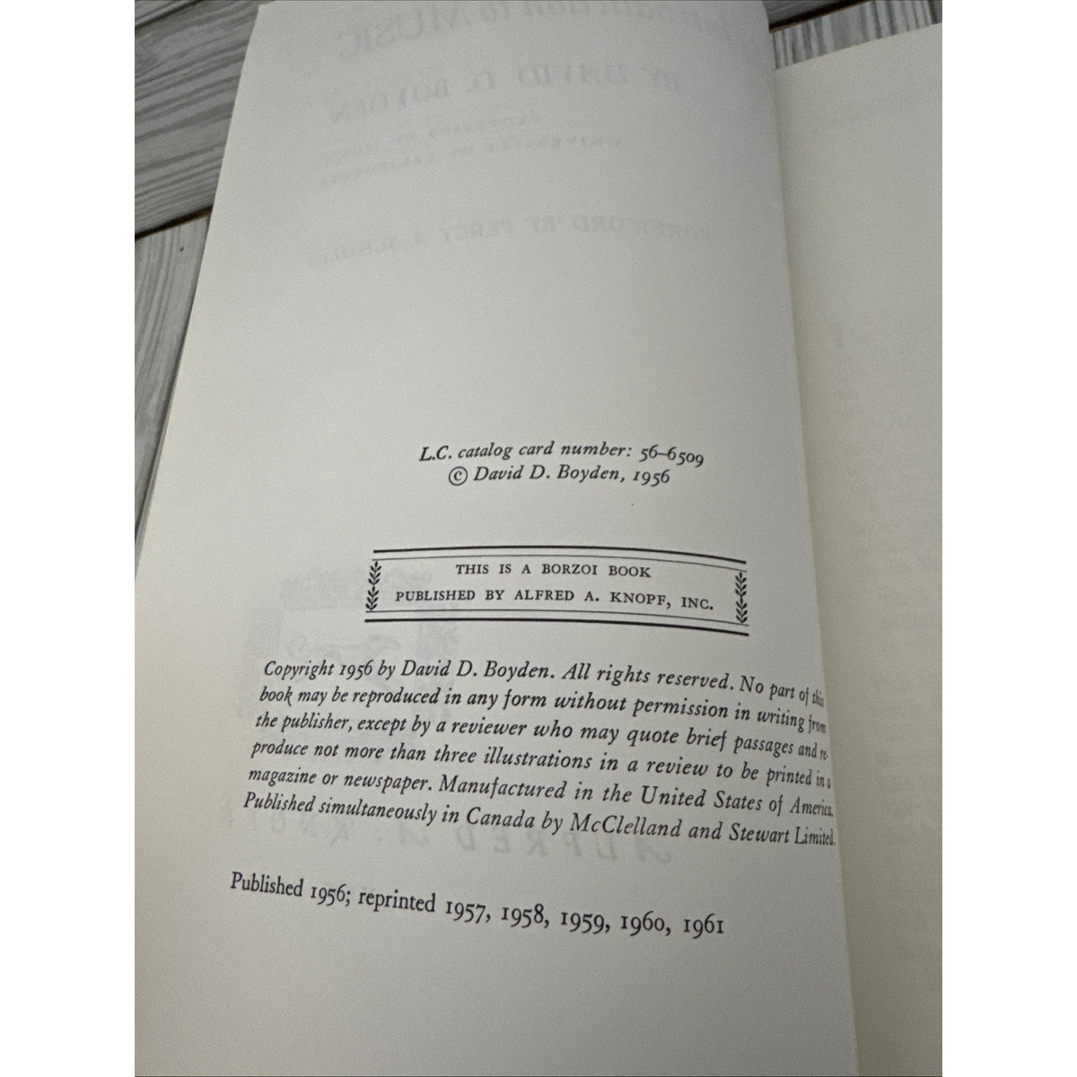 An Introduction to Music by David D. Boyden 1961 HC