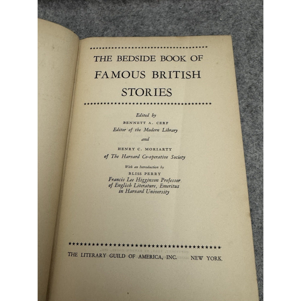 The Bedside Book of Famous British Stories 1940 HC Bennett Cerf Random House
