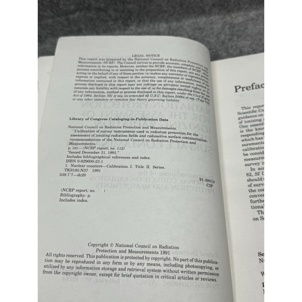 NCRP Report 112 Calibration Survey Instruments Radiation Protection 1991
