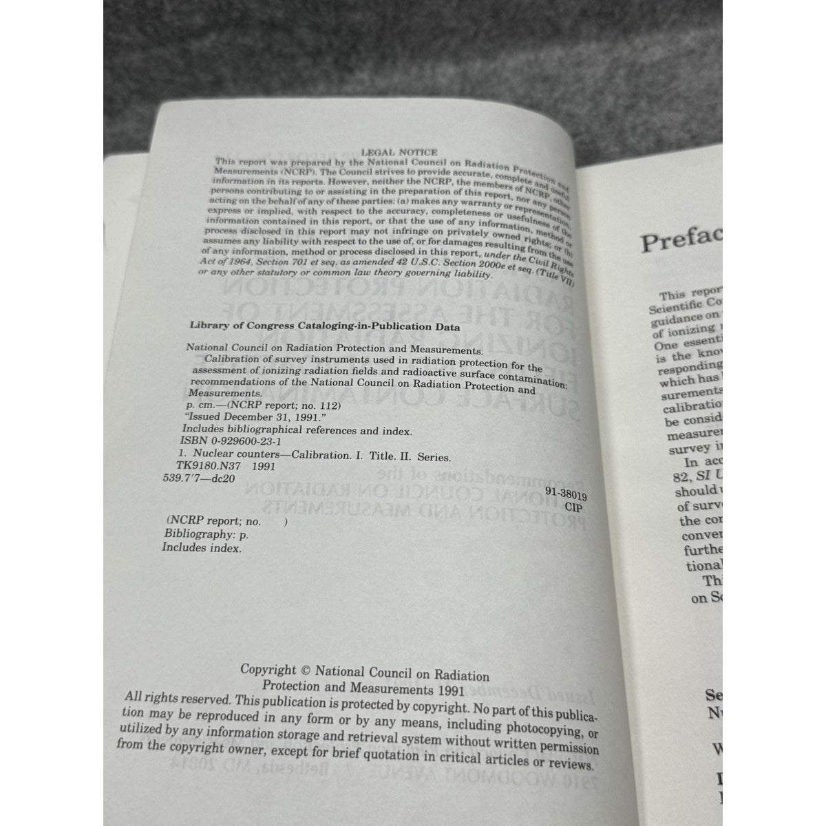 NCRP Report 112 Calibration Survey Instruments Radiation Protection 1991