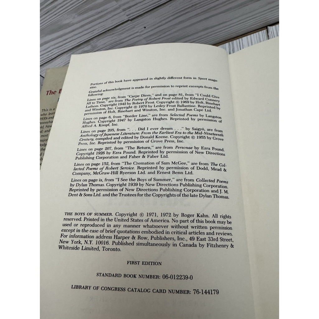 The Boys of Summer Roger Kahn 1971 1st Ed HC w/ DJ