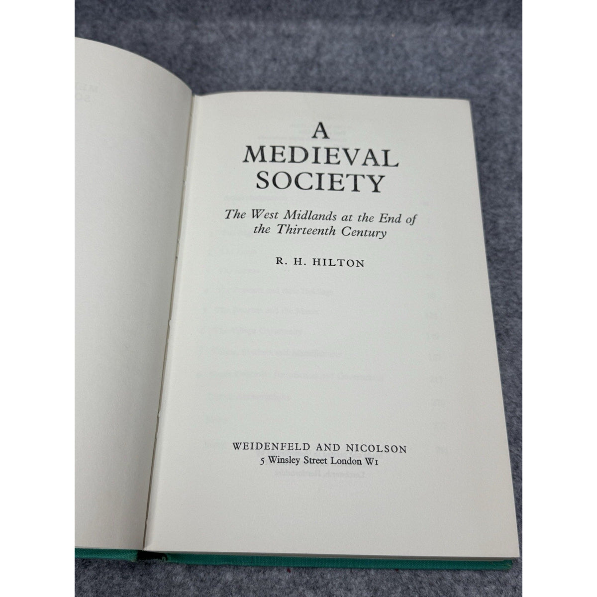 A Medieval Society West Midlands 13th Century R H Hilton 1967 Hardcover