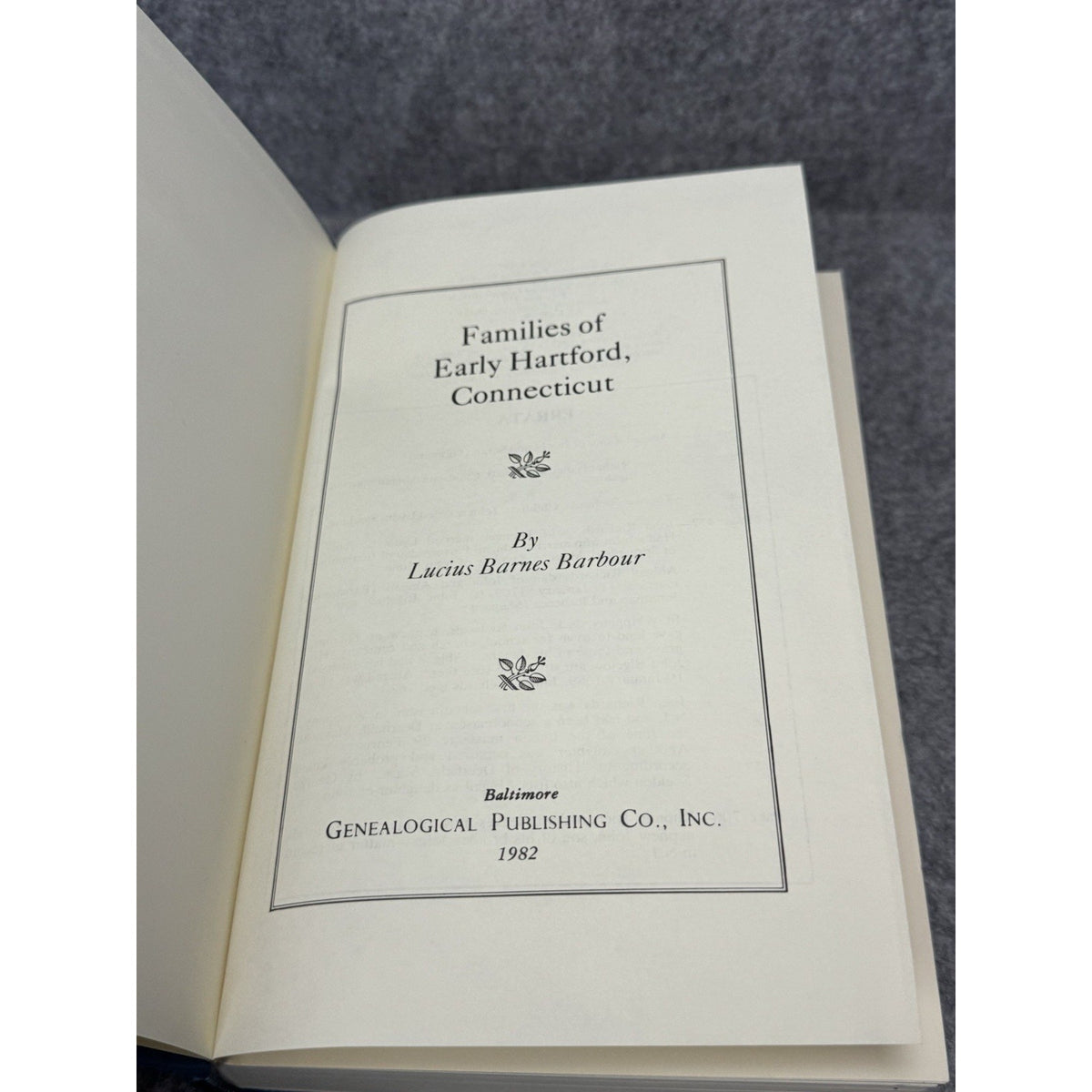 Families of Early Hartford Connecticut Barbour 1982 Hardcover Genealogy