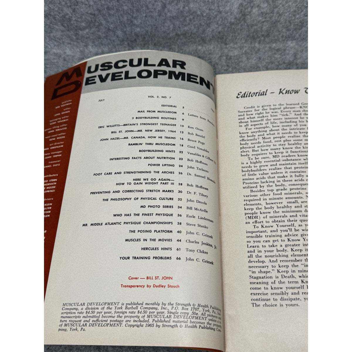 Muscular Development July 1965 Bill St. John Bodybuilding Magazine