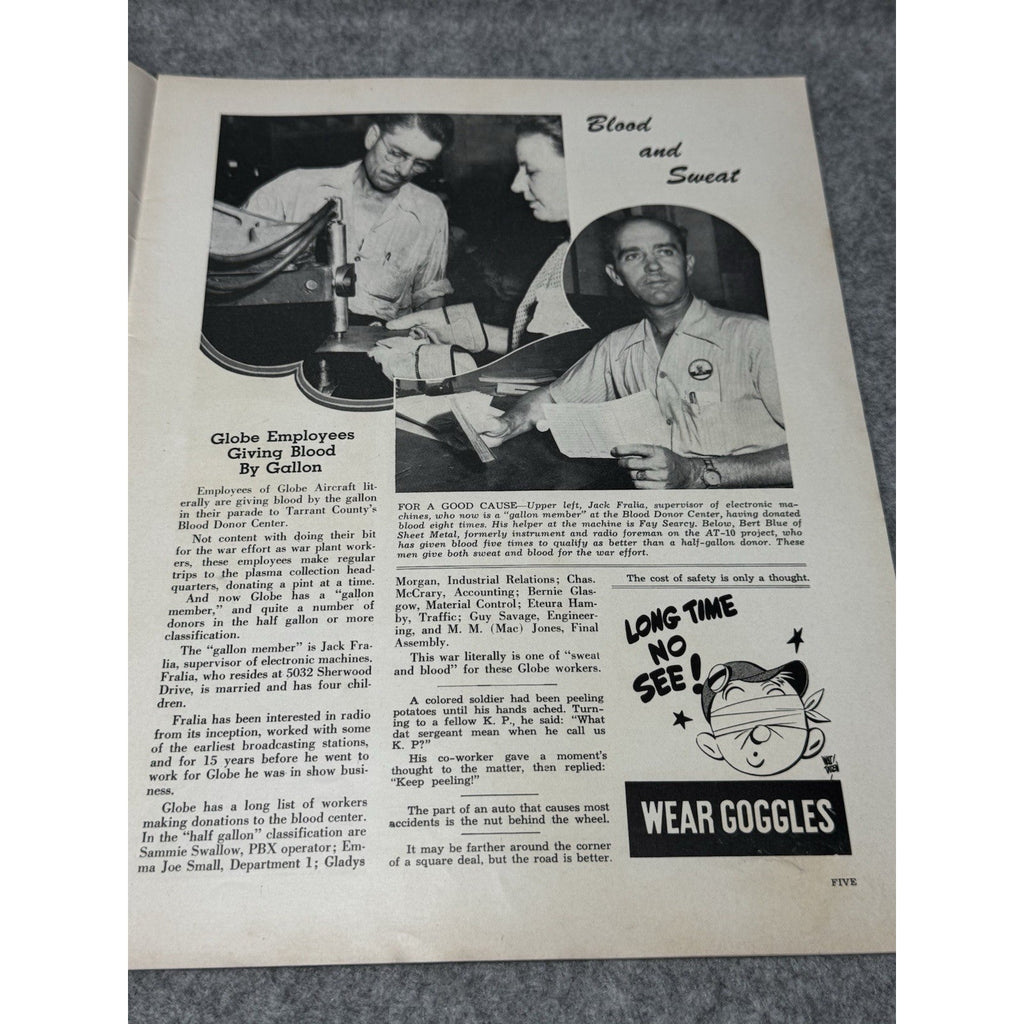 1944 Globe Beam September WWII WASP Women Pilots C-46 P-40 Globettes Softball