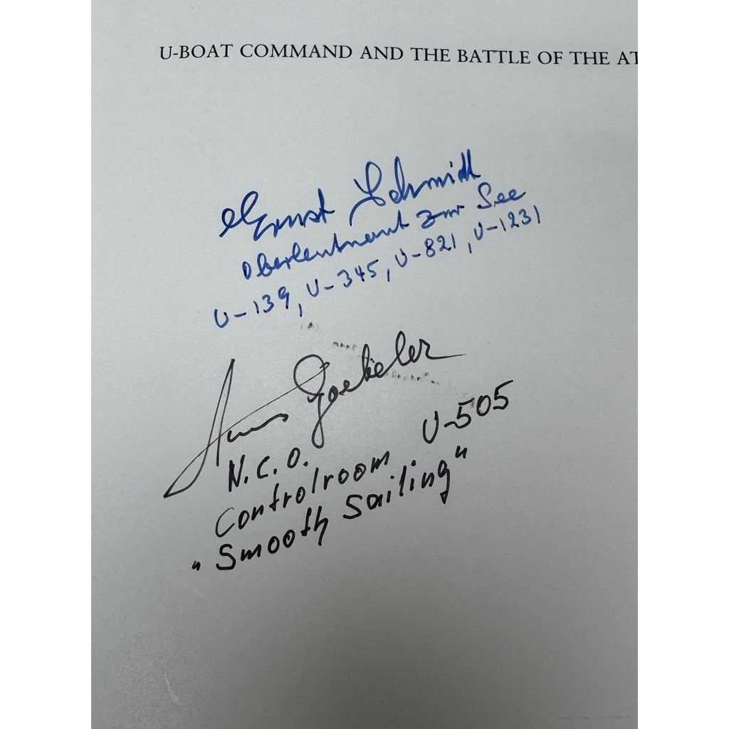 WWII U-Boat Command Signed U-505 Hans Goebeler Ernst Schmidt 1st Edition
