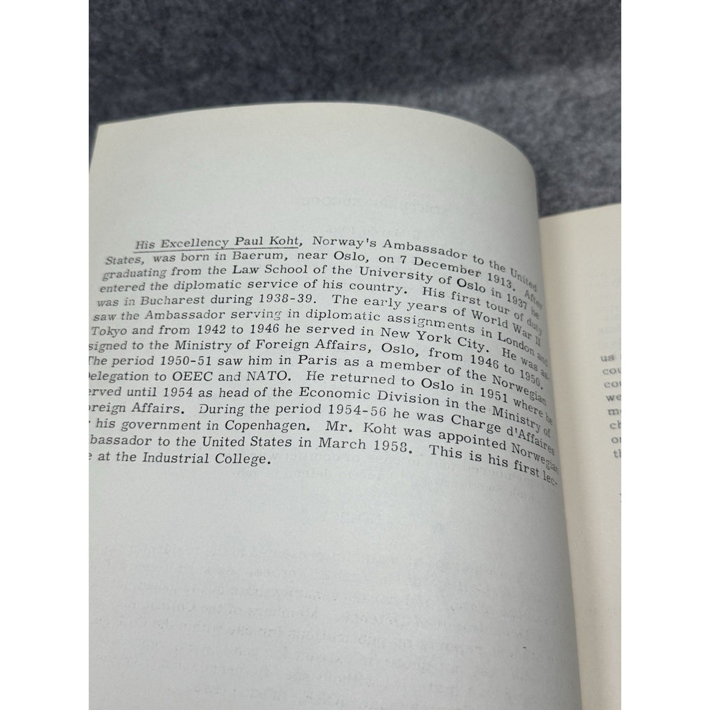 Rare 1962 Northern Europe Paul Koht NATO Cold War ICAF Military Transcript