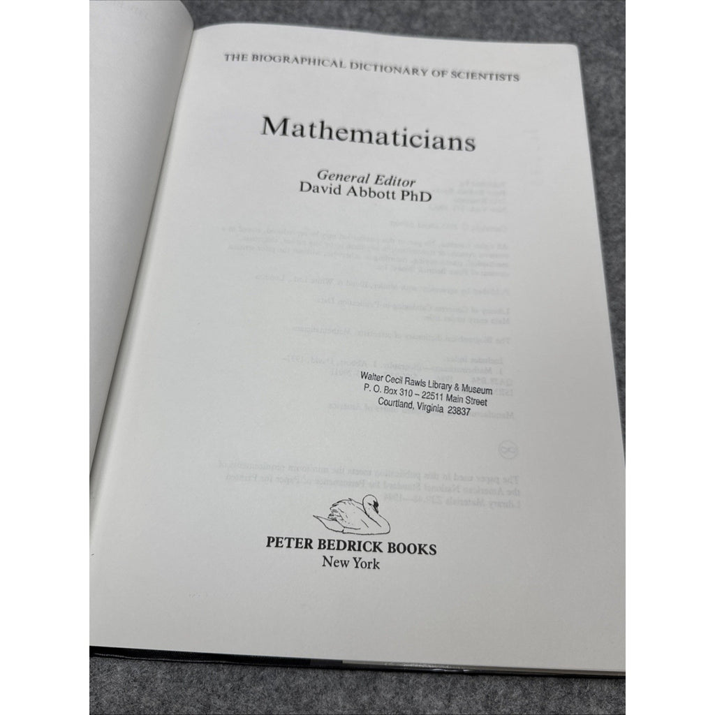 Mathematicians (Biographical Dictionary of Scientists) Abbott HCDJ