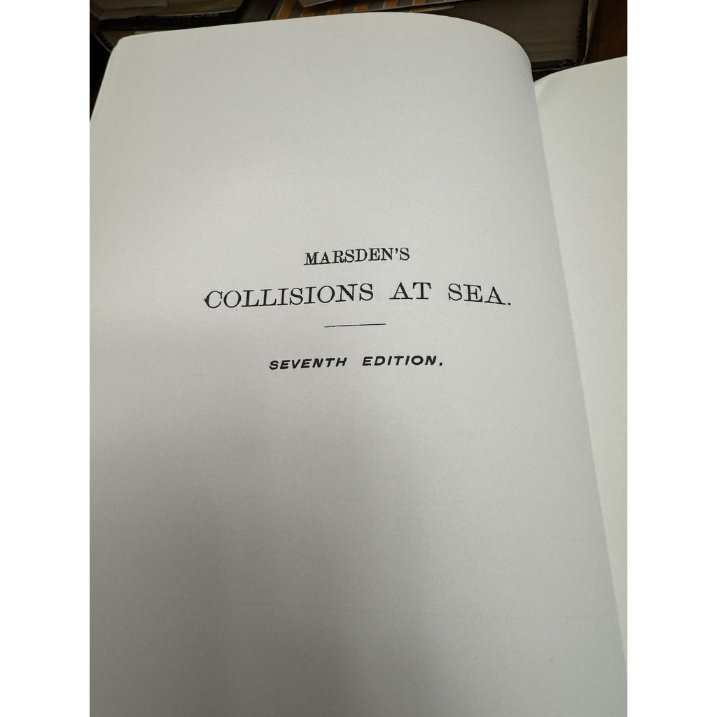 Marsden Collisions at Sea 1919 Law Book Reprint Maritime Legal Text
