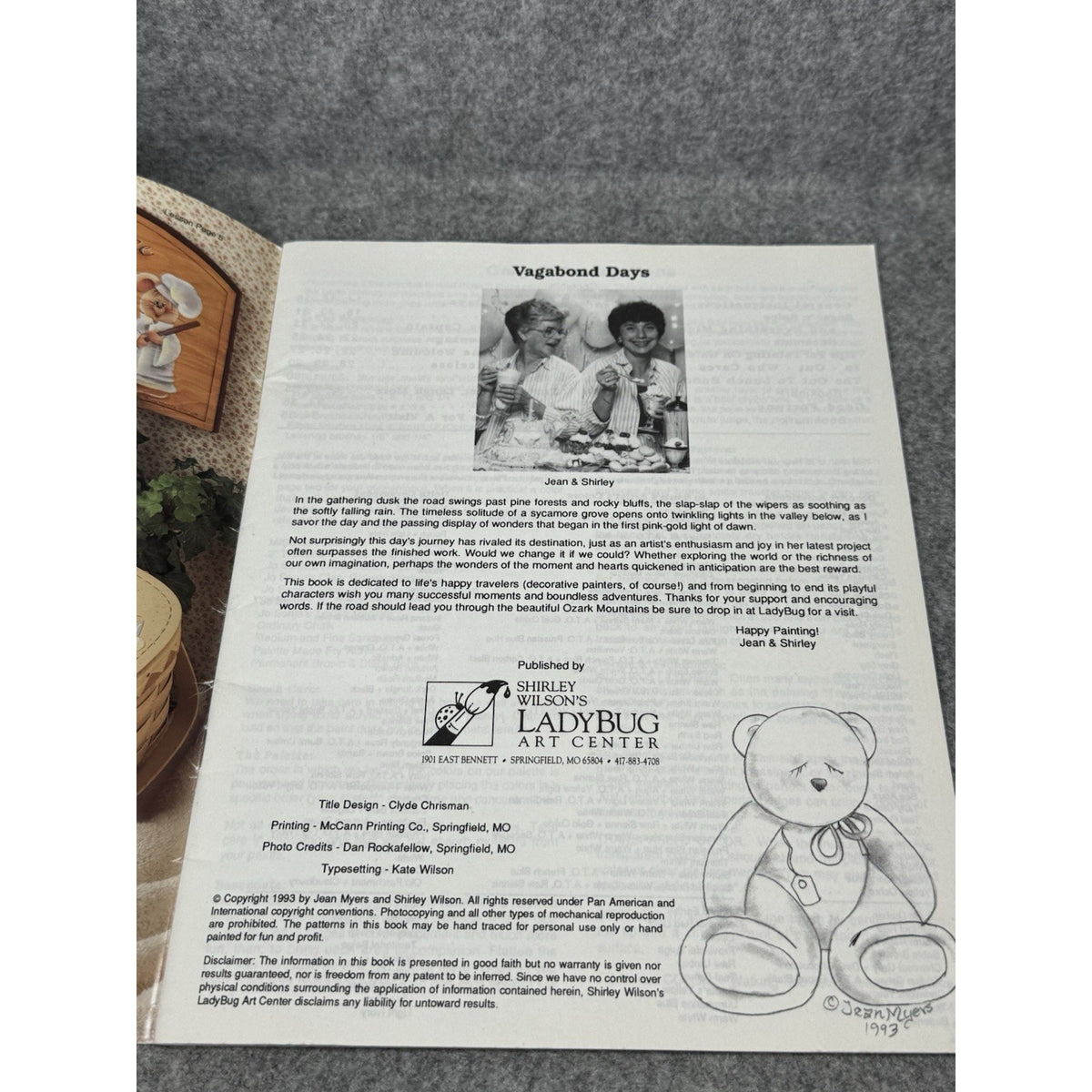 Vagabond Days 1993 Jean Myers Shirley Wilson Teddy Bears Tole Painting Patterns