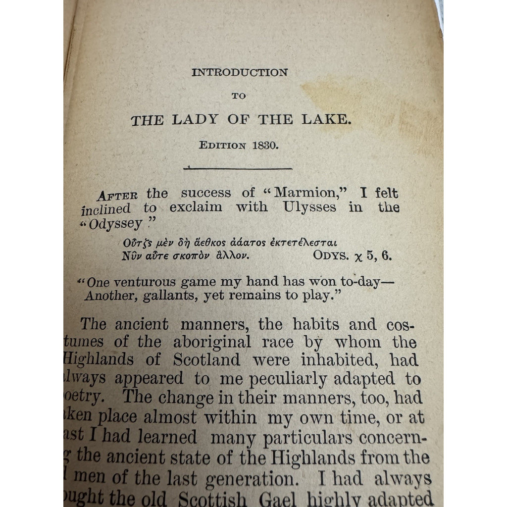 The Lady of the Lake Sir Walter Scott Antique HC Victorian Era