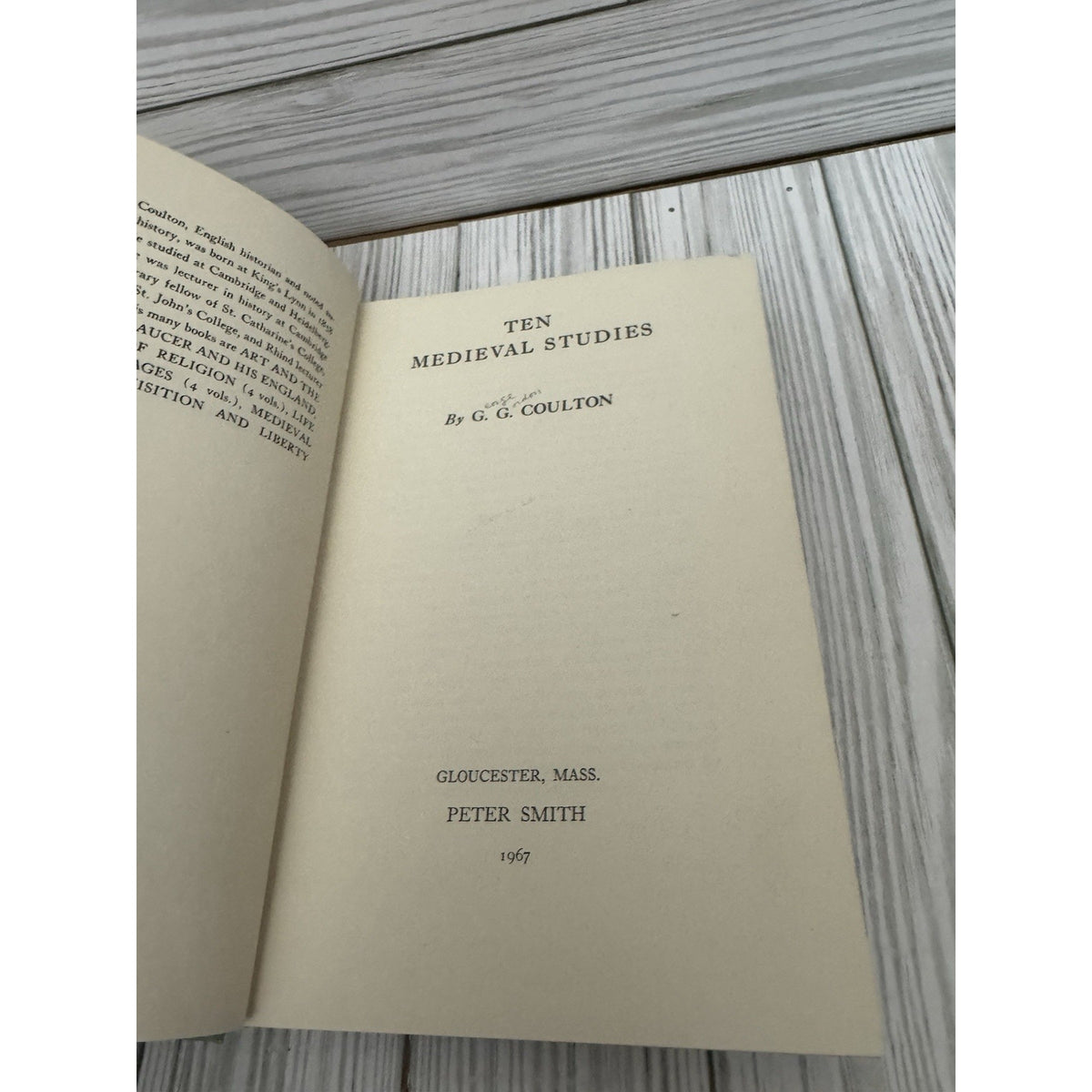 Ten Medieval Studies Coulton 1967 Hardcover Peter Smith