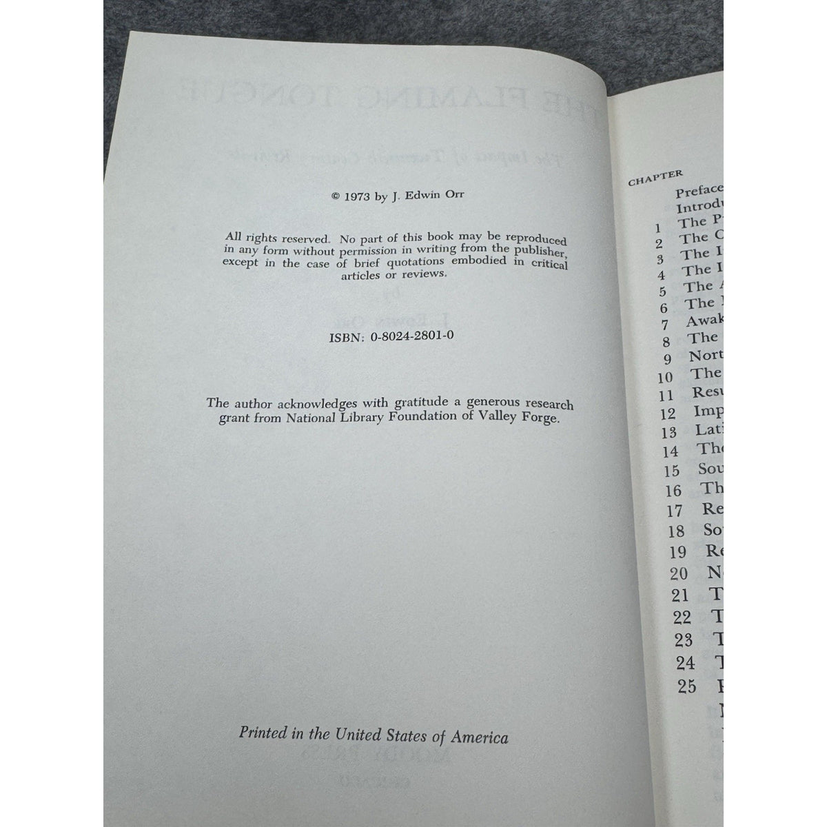 The Flaming Tongue J. Edwin Orr 1973 Hardcover DJ Christian Revival History