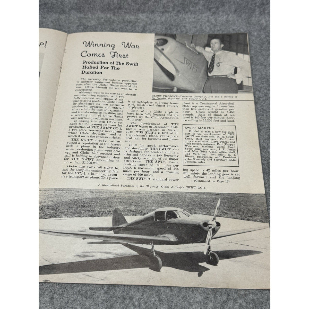1942 Globe Beam First Issue WWII Globe Aircraft Magazine Swift GC-1 Fort Worth