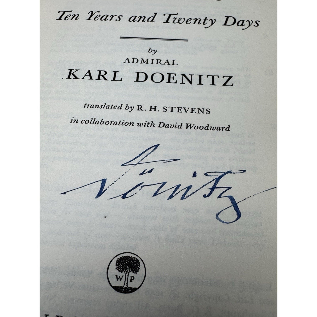 Karl Doenitz Signed Memoirs 1959 First American Edition Review Copy WWII DJ