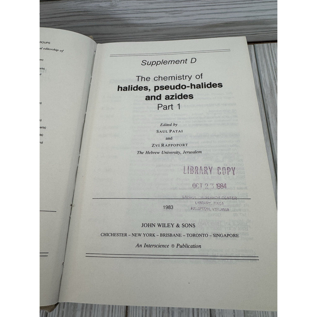 Chemistry of Halides Pseudohalides Azides 2 Vol Set 1983 HC Wiley