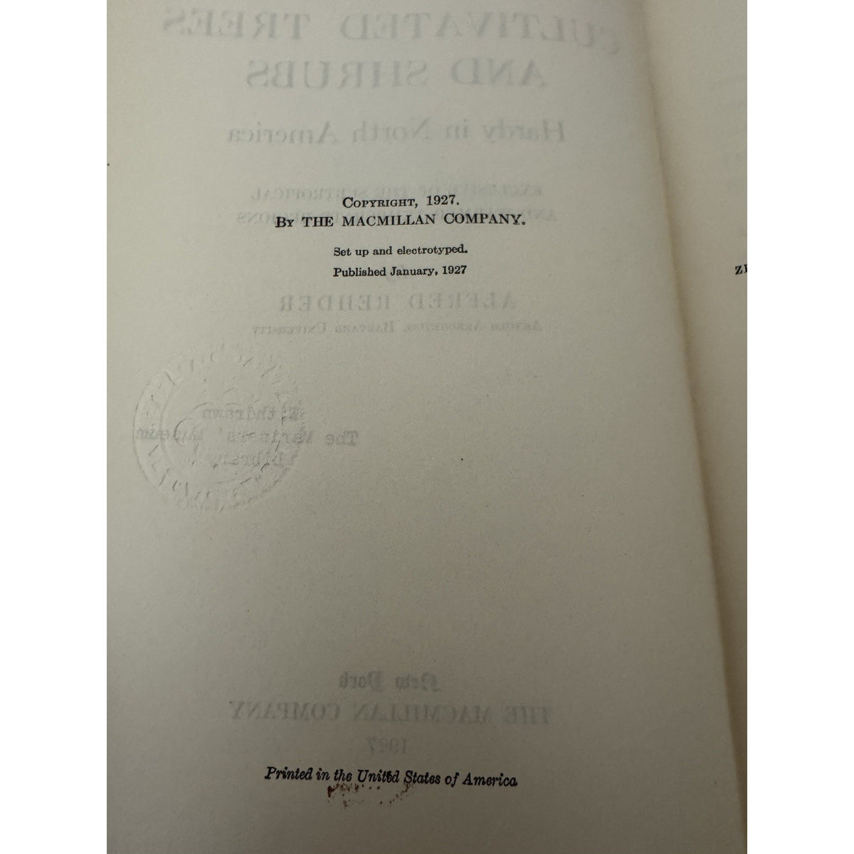 Manual of Cultivated Trees & Shrubs Rehder 1927 HC 1st Ed Macmillan