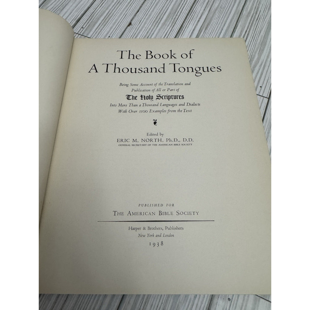 The Book of a Thousand Tongues 1938 Eric North Harper & Brothers 1st Ed