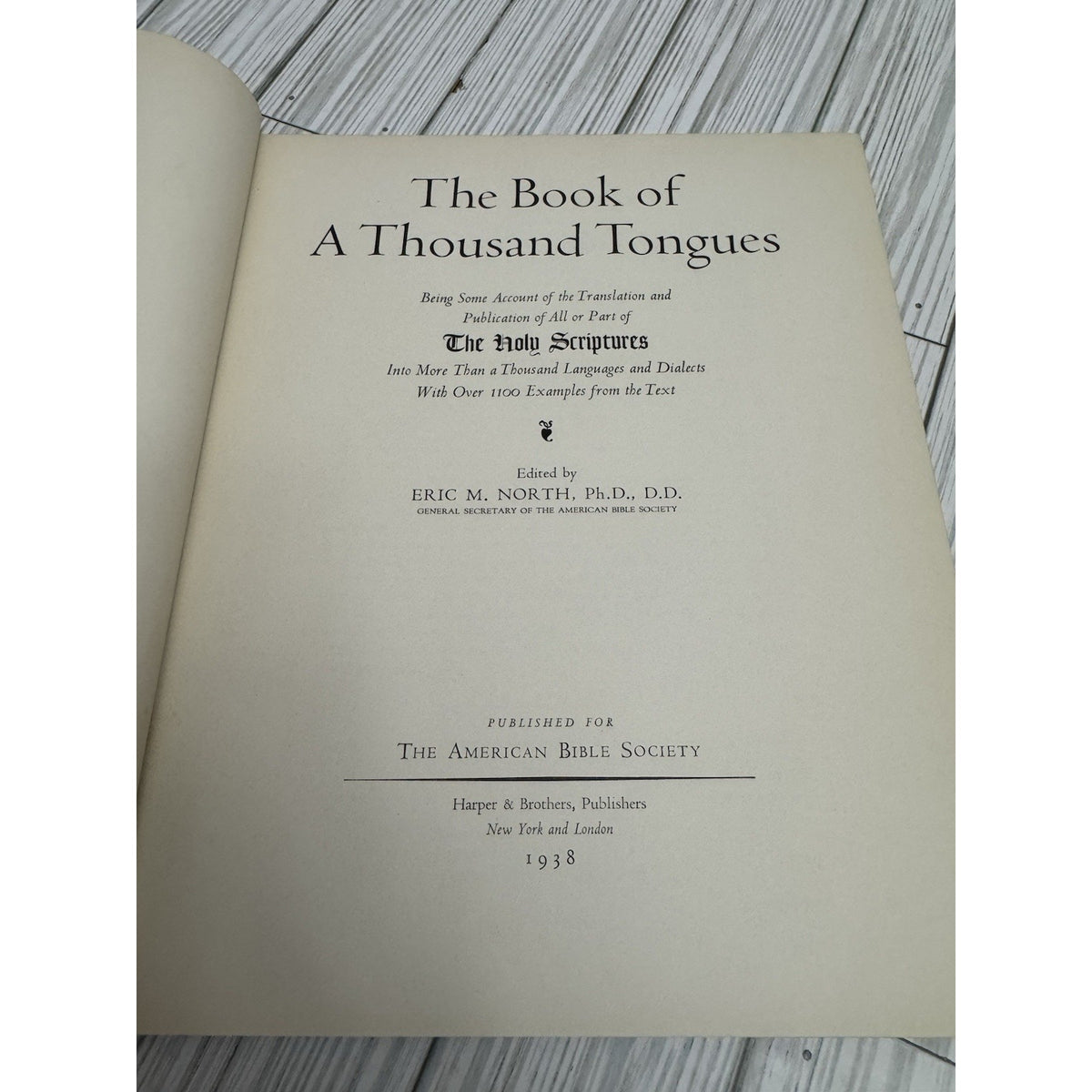 The Book of a Thousand Tongues 1938 Eric North Harper & Brothers 1st Ed