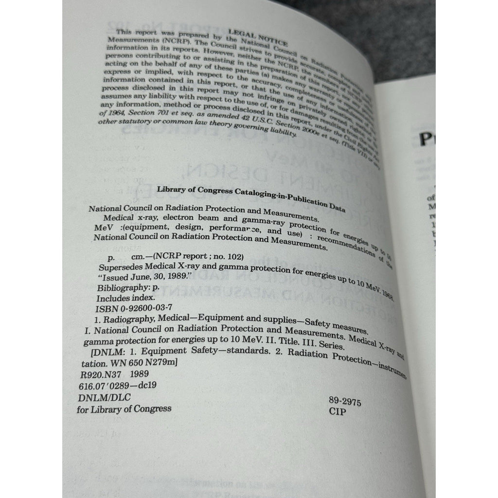 NCRP Report 102 Medical X-Ray Electron Beam Gamma-Ray Protection 50 MeV