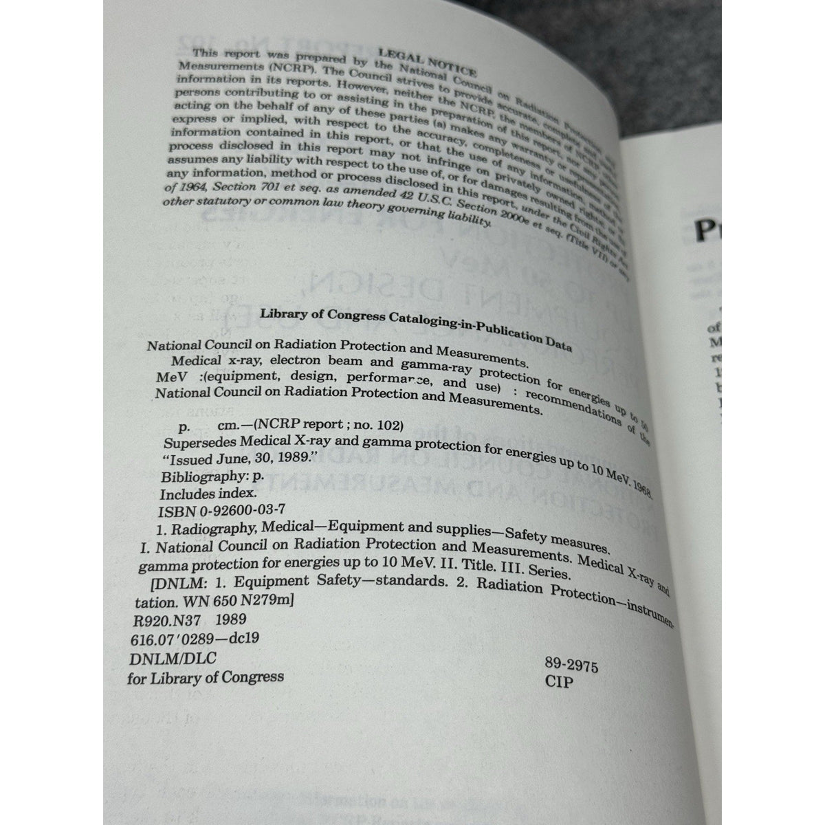 NCRP Report 102 Medical X-Ray Electron Beam Gamma-Ray Protection 50 MeV