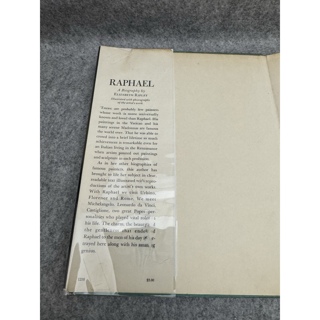 Raphael Elizabeth Ripley 1961 HC DJ Renaissance Art Biography Illustrated