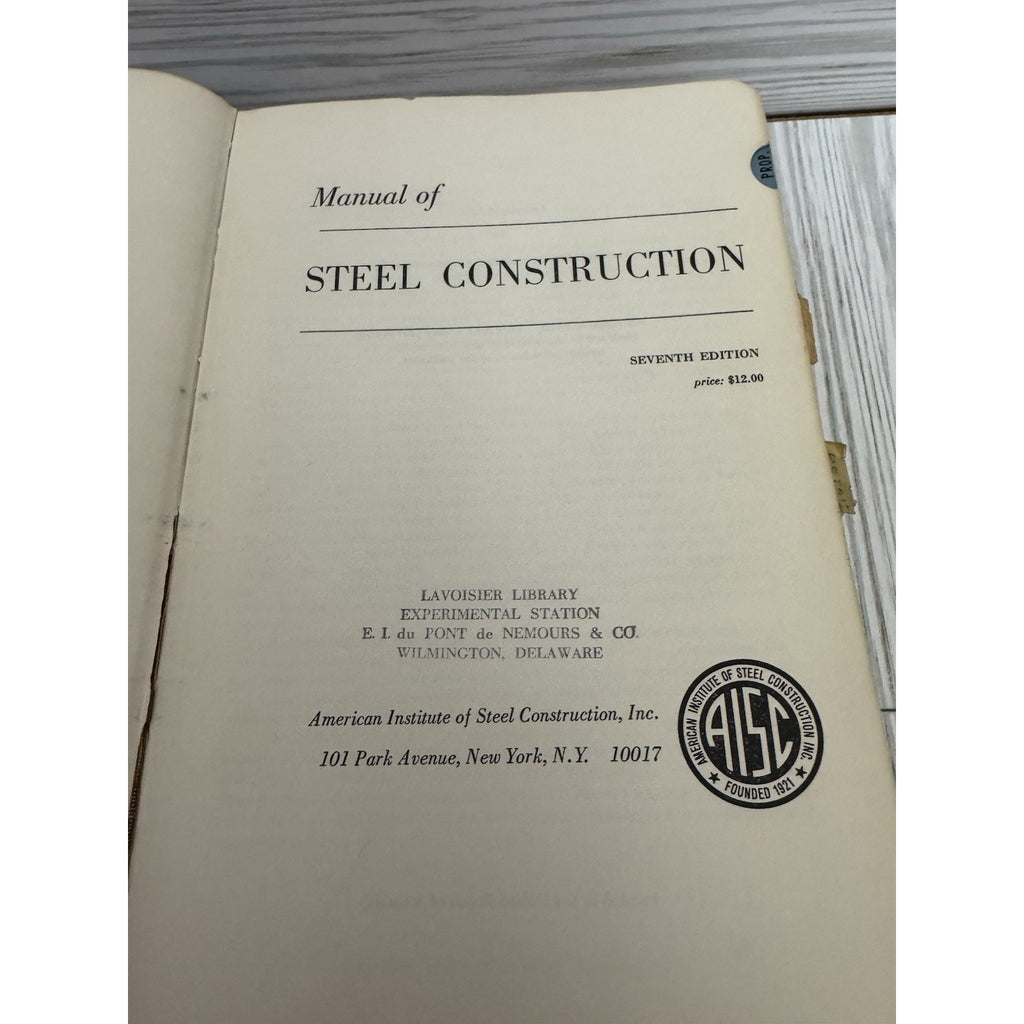 Manual of Steel Construction 7th Ed AISC 1970 Hardcover Engineering