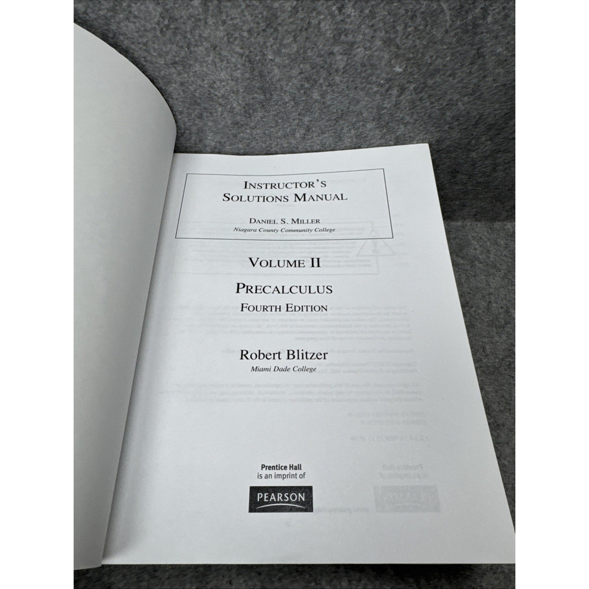 Instructor's Solutions Manual Volumes1&2 Blitzer Precalculus
