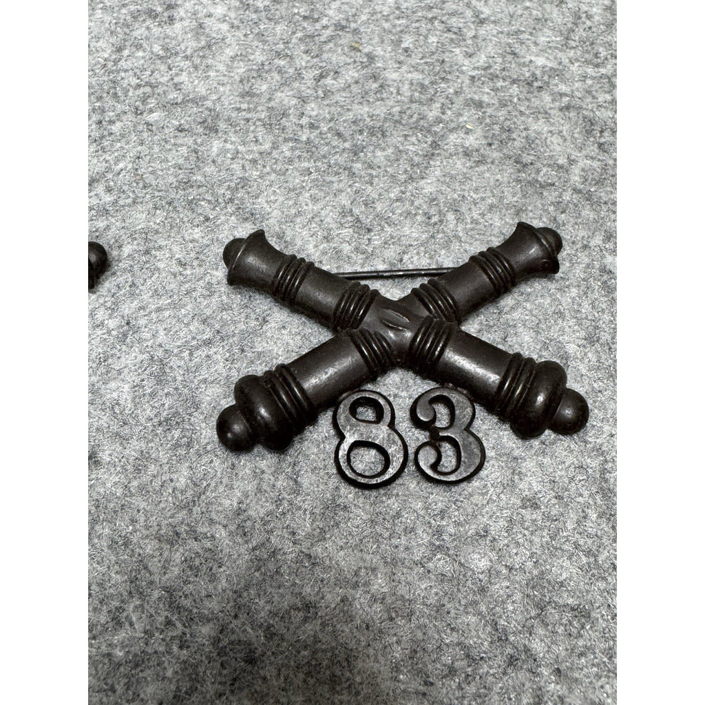 US Army 83rd Company Coast Artillery Collar Insignia Pair 1902-1905 Pattern