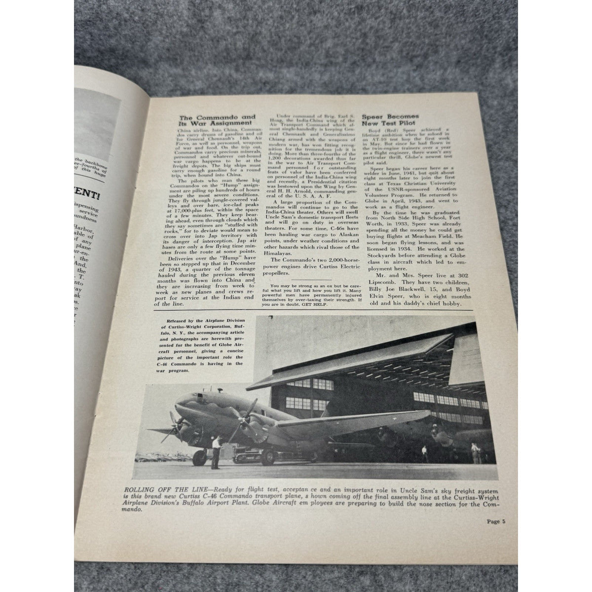 1944 Globe Beam May Pre-Invasion D-Day Editorial C-46 Commando WWII Magazine