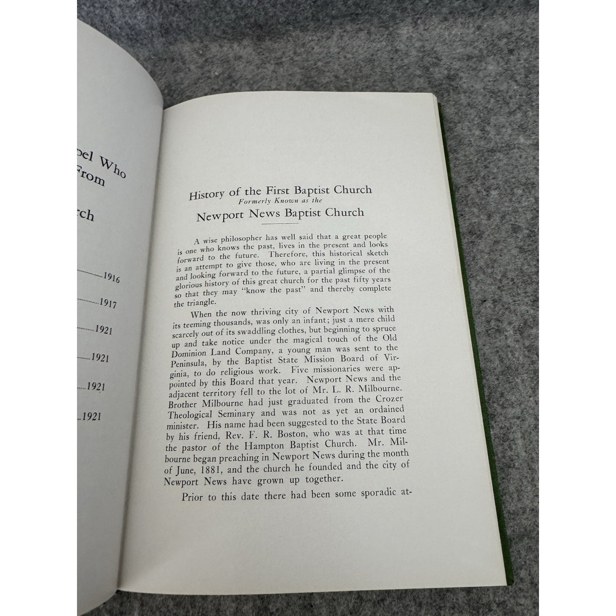 1936 History of First Baptist Church Newport News Virginia Lewis P Little HC
