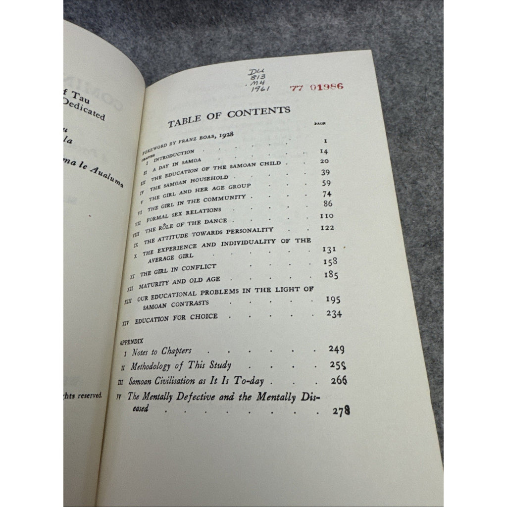 coming of age in Samoa Mead 1961