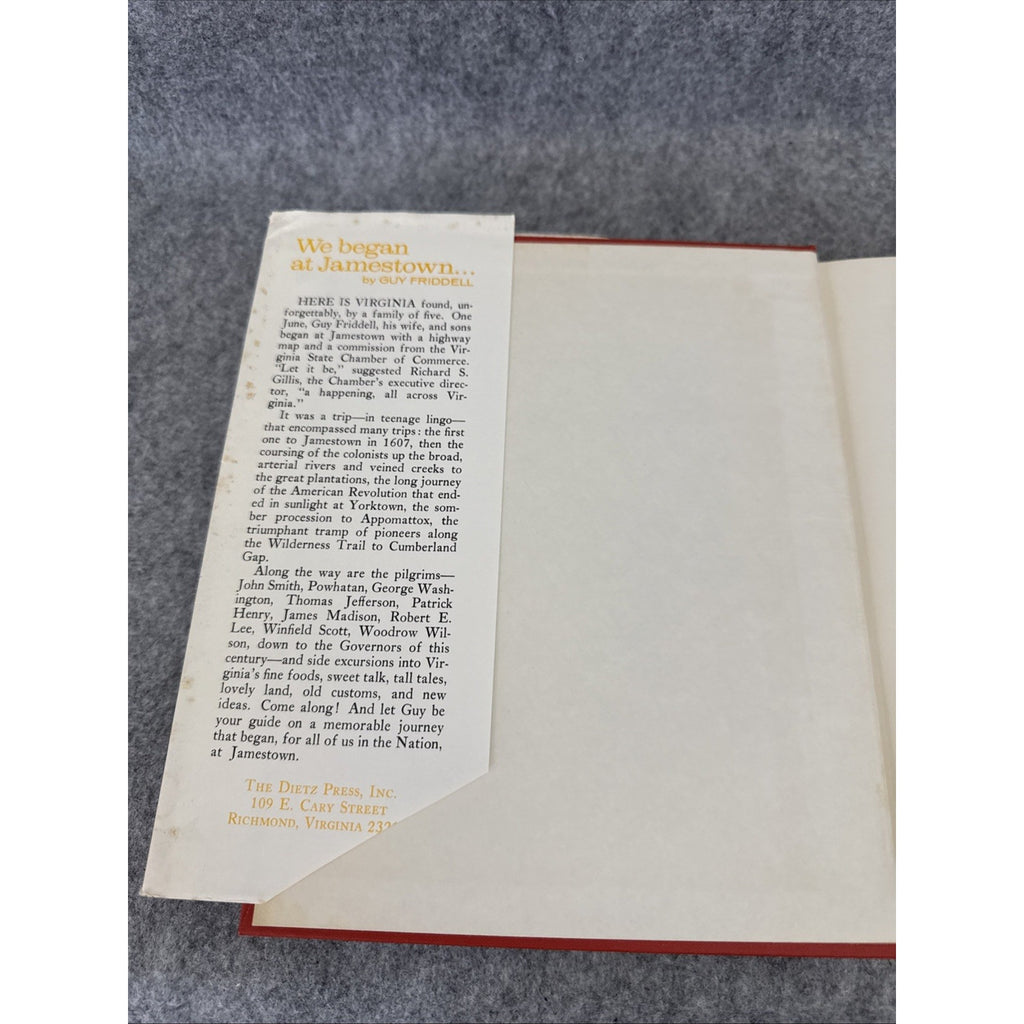 We Began at Jamestown Guy Friddell Hardcover Second Printing, 1971 1968