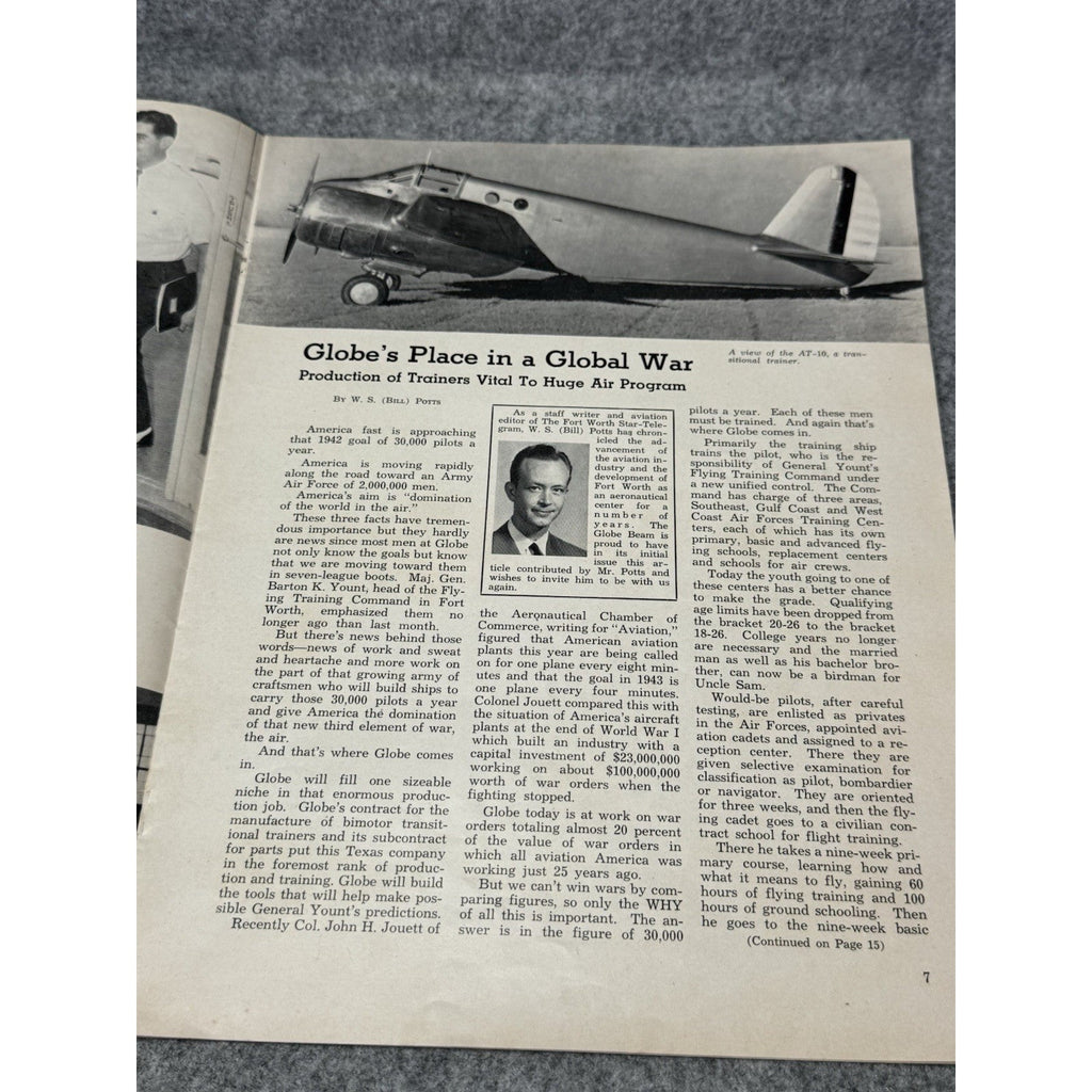 1942 Globe Beam First Issue WWII Globe Aircraft Magazine Swift GC-1 Fort Worth