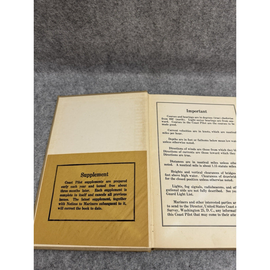 1958 US Coast Pilot 3 Atlantic Coast Sandy Hook to Cape Henry HC