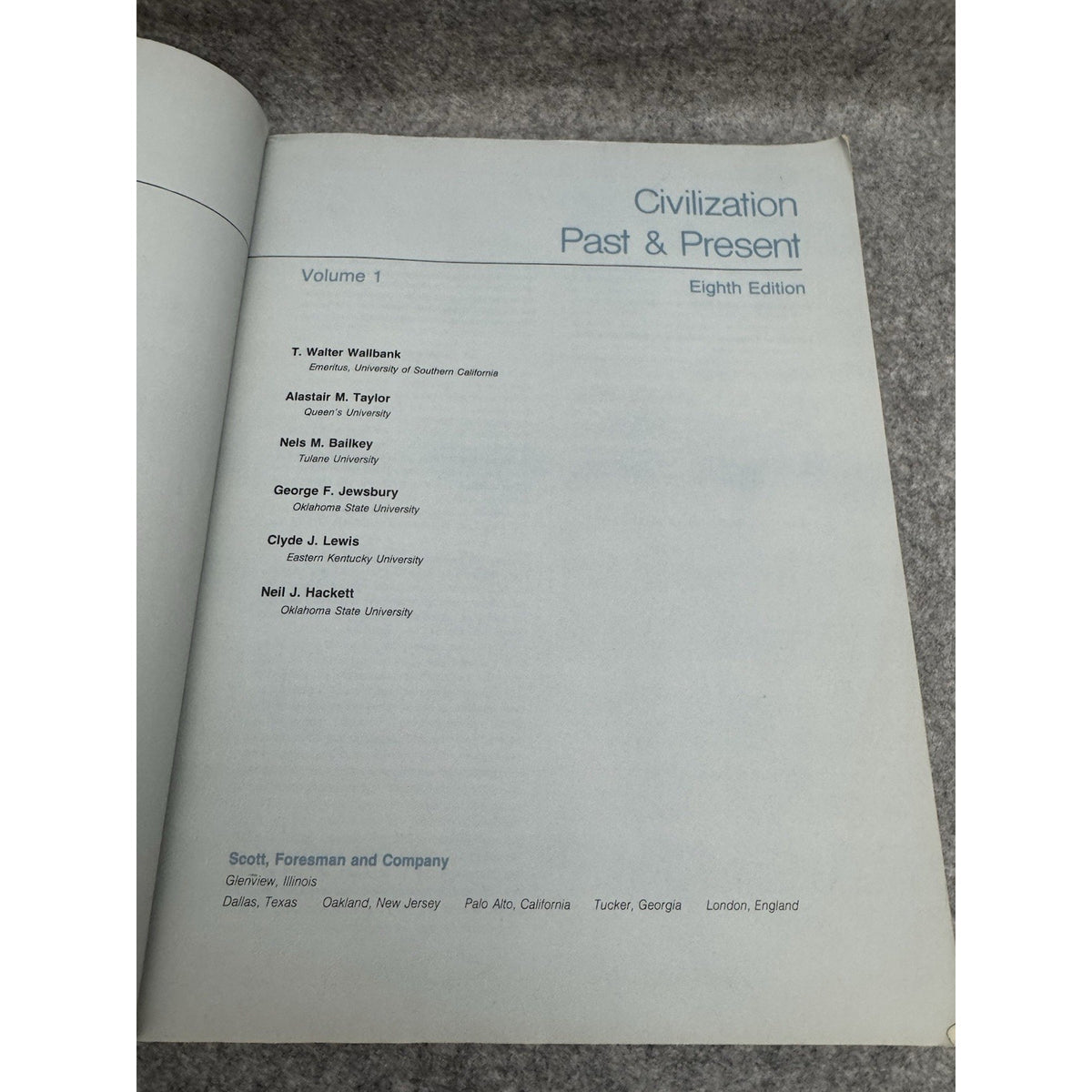 Civilization Past & Present Vol 1 8th Edition 1981 History Textbook