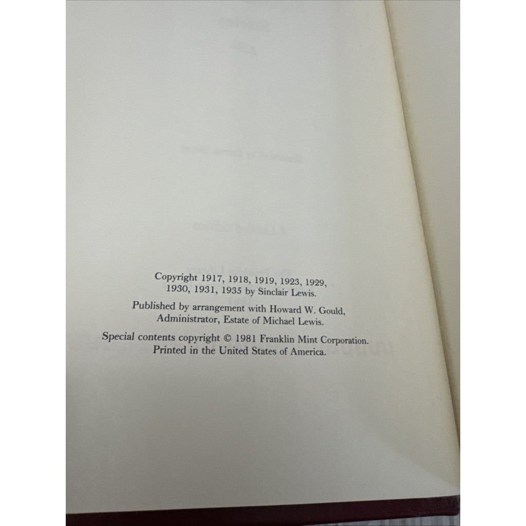 The Franklin Library Sinclair Lewis Stories 1981 Limited Edition Leatherbound