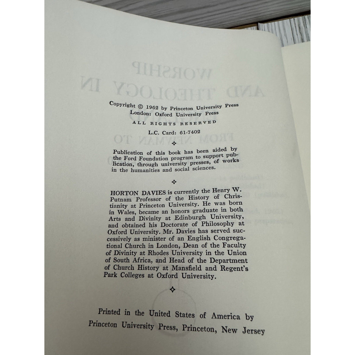 Worship & Theology England Vol 4 1850-1900 Davies 1962 HC Ex-Lib