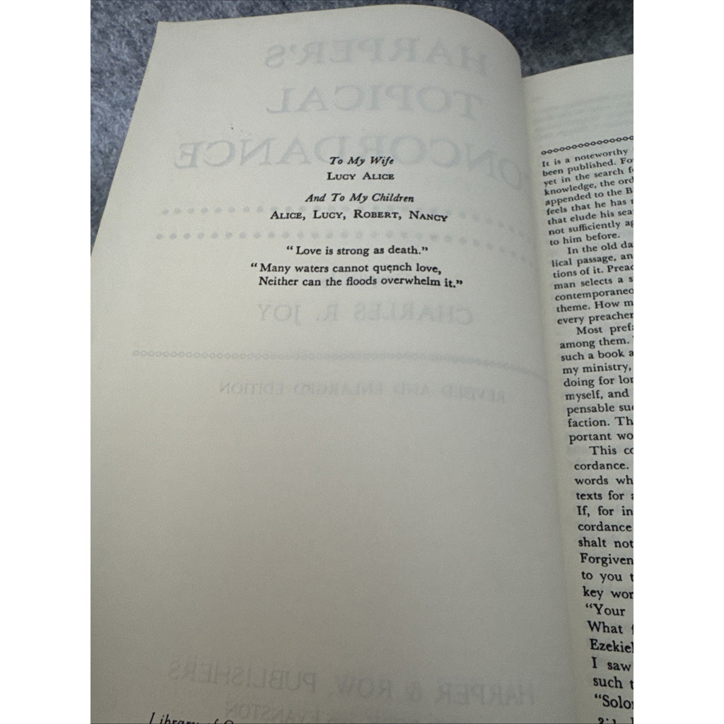 Harper's Topical Concordance by Charles R Joy Revised & Enlarged Edition 1961 HC