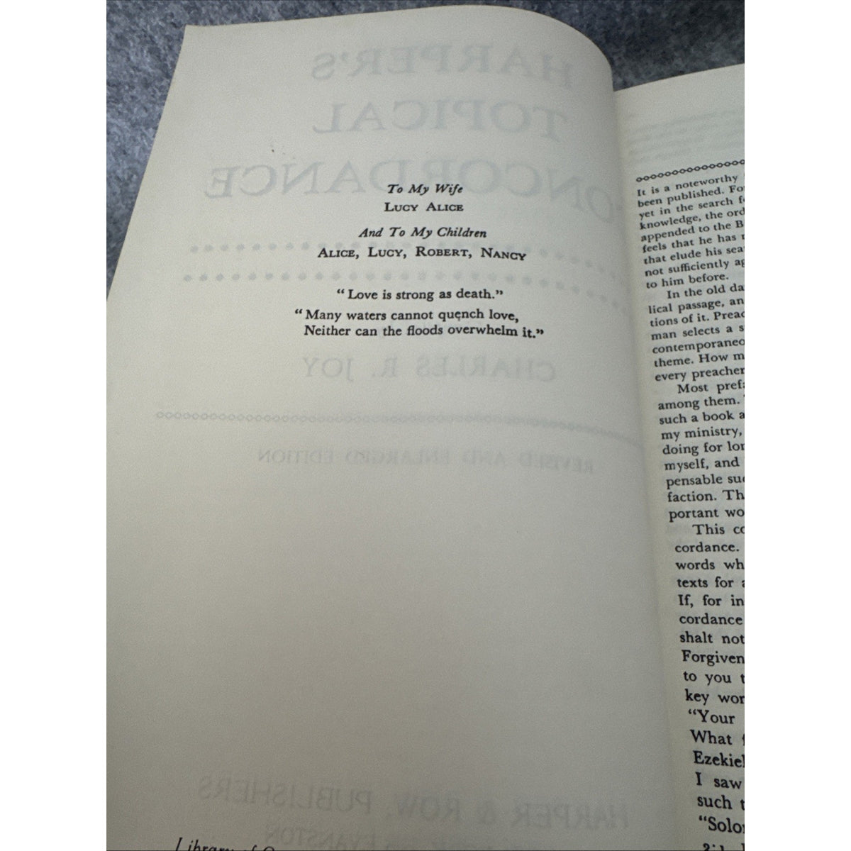 Harper's Topical Concordance by Charles R Joy Revised & Enlarged Edition 1961 HC