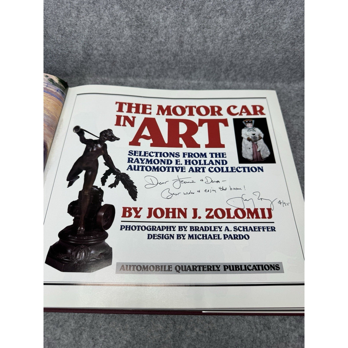 1990 The Motor Car in Art John J Zolomij Signed Automotive Art Hardcover DJ