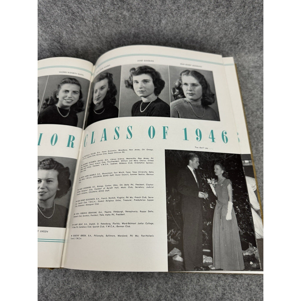 1946 Colonial Echo William & Mary Yearbook Williamsburg Virginia HC