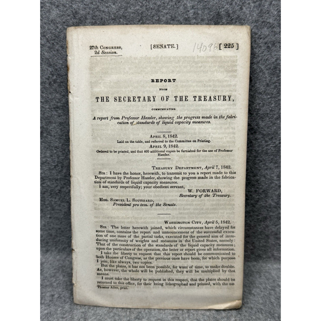 1842 US Senate Hassler Liquid Measures Standards 3 Foldout Plates Treasury