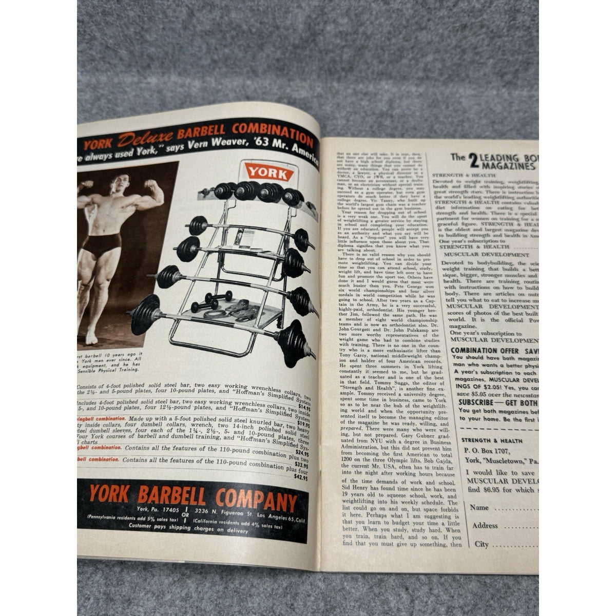 Strength & Health June 1966 Gable Boudreaux Bodybuilding Magazine York Barbell