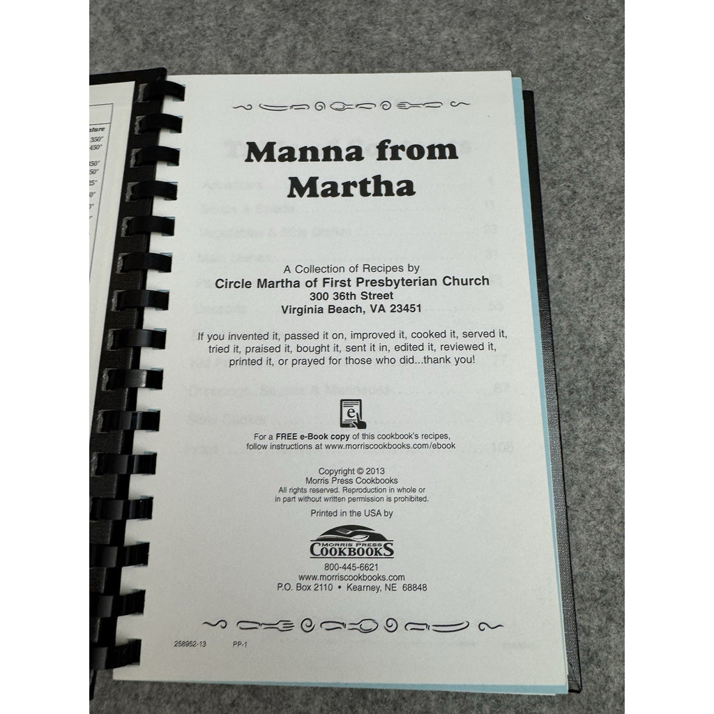Manna From Martha Cookbook 2013 First Presbyterian Church Virginia Beach VA