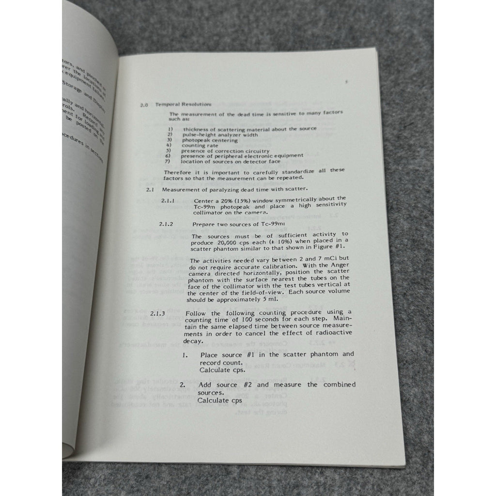 Scintillation Gamma Camera Testing AAPM Report 6 Nuclear Medicine Physics