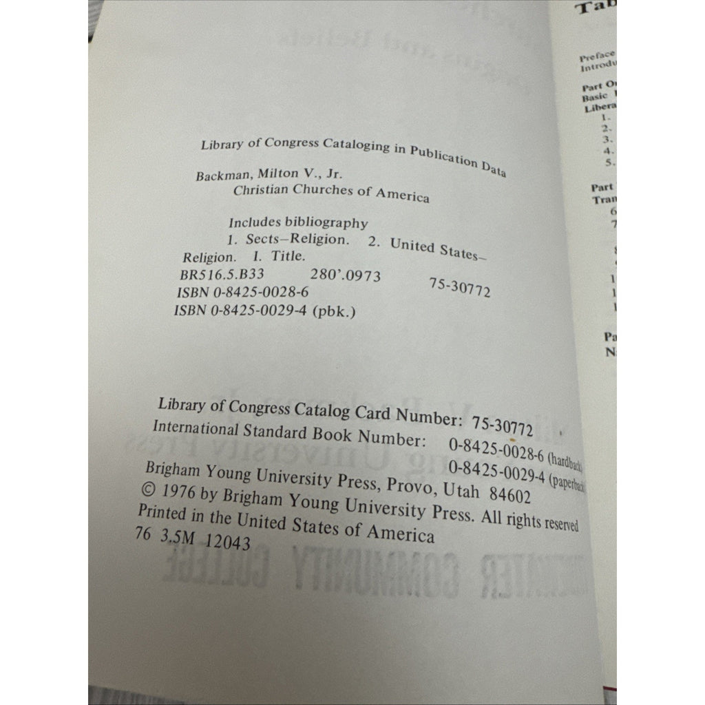 Christian Churches of America: Origins and Beliefs by Milton Vaughn Backman 1976