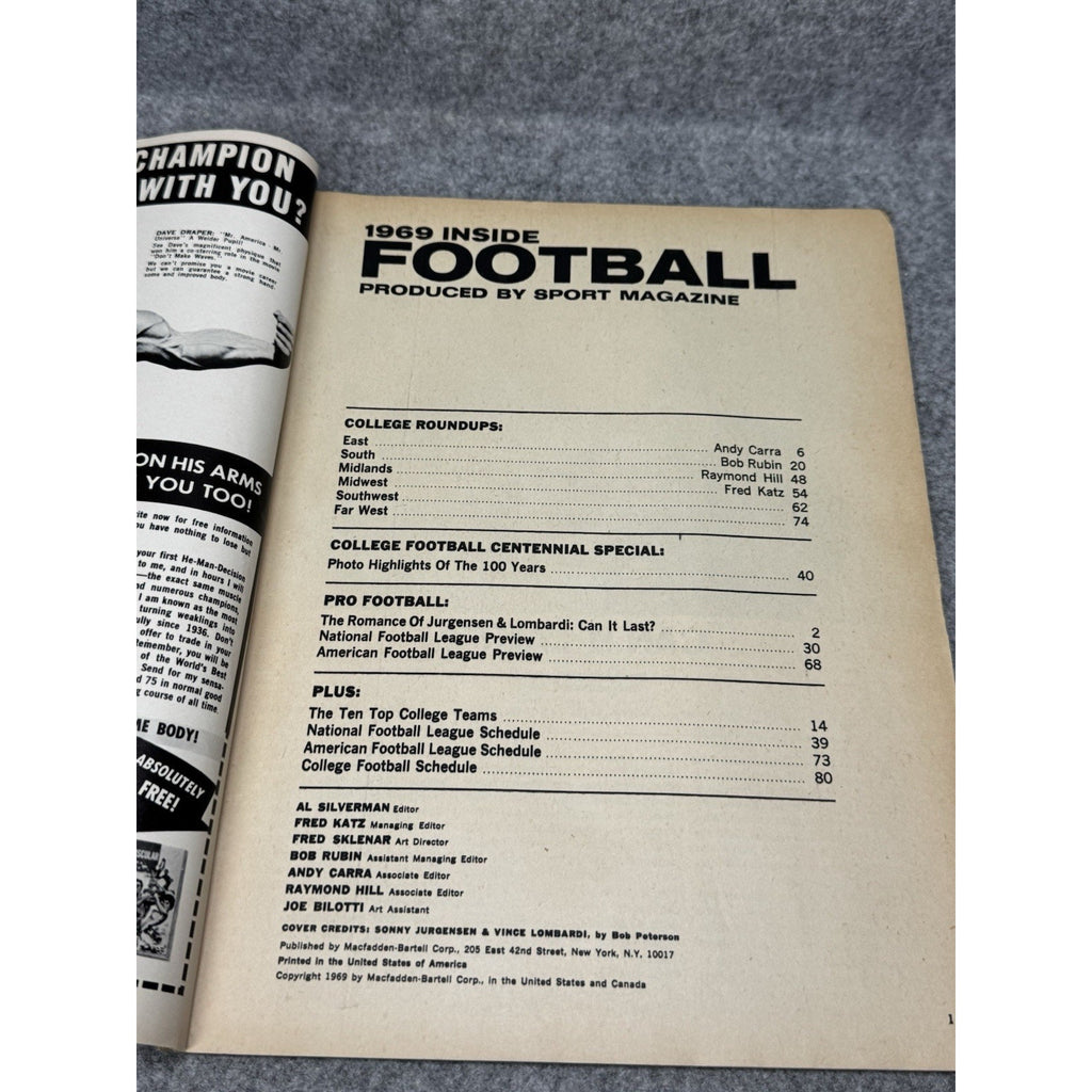 1969 Inside Football Magazine Vince Lombardi Sonny Jurgensen Redskins NFL AFL