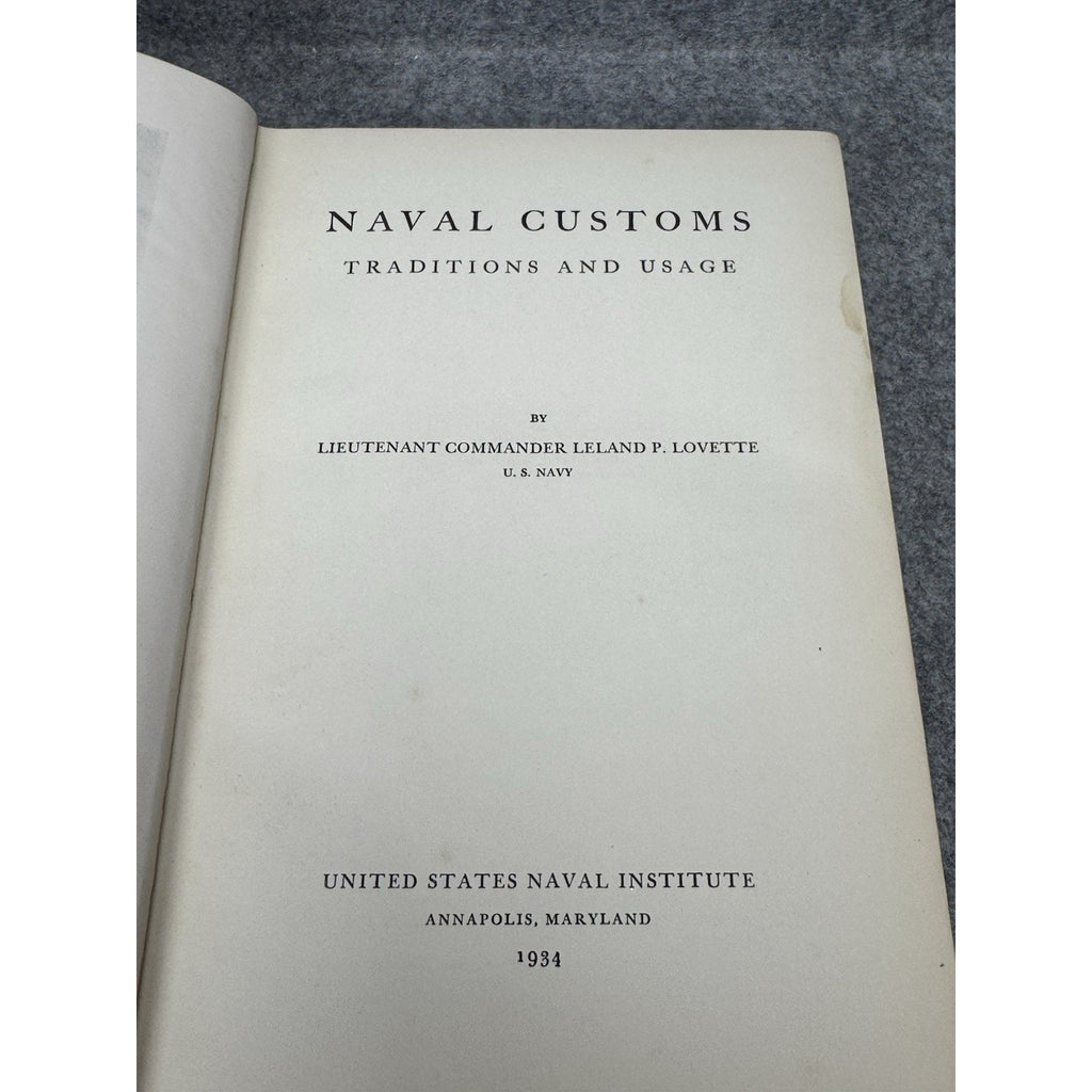 1934 Naval Customs Traditions Usage Leland Lovette US Navy 2nd Printing DJ