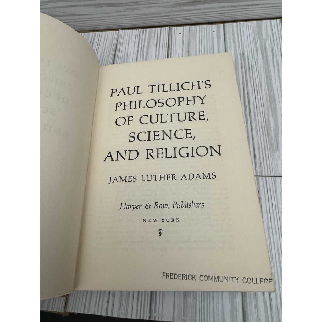 Paul Tillich Philosophy of Culture Science Religion Adams 1965 HC